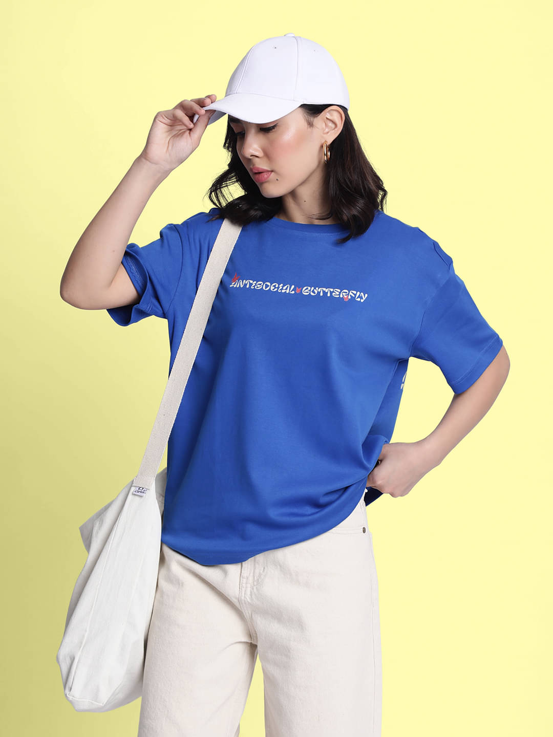 Bene Kleed Women Cotton Printed Oversized Fit Round Neck T-Shirt ( Blue )     			Bene Kleed Women Cotton Printed Oversized Fit Round Neck T-Shirt ( Blue )