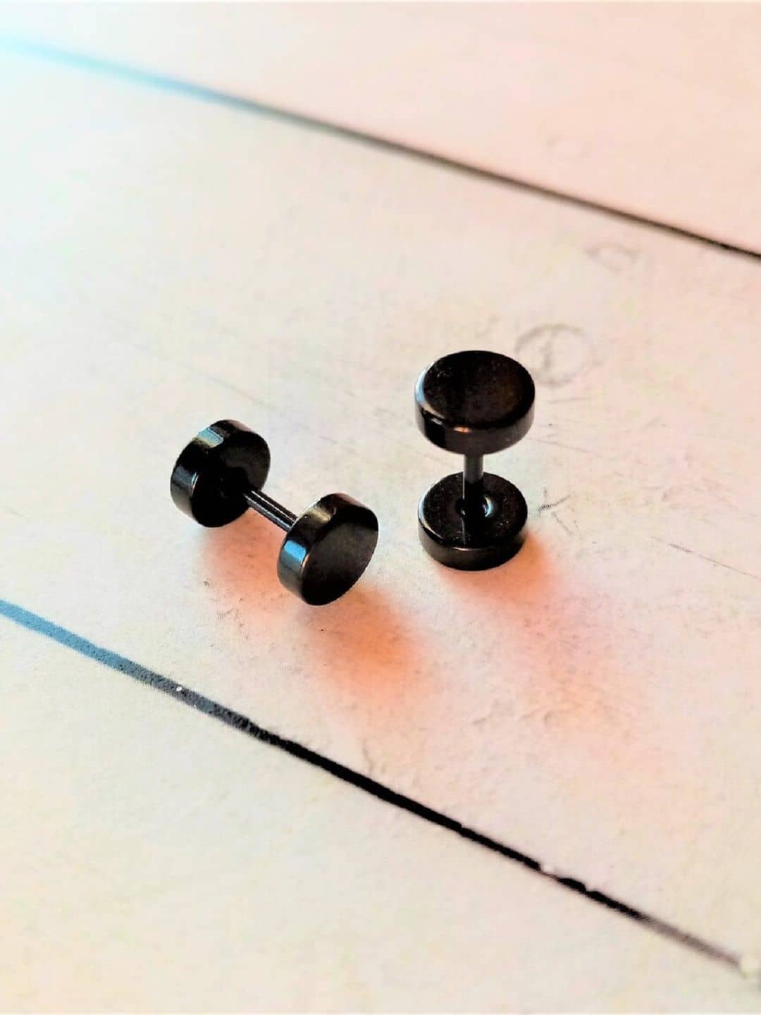 Black Stainless Steel Circular Stud Earrings - Earrings | Buy online on ZillyBuy