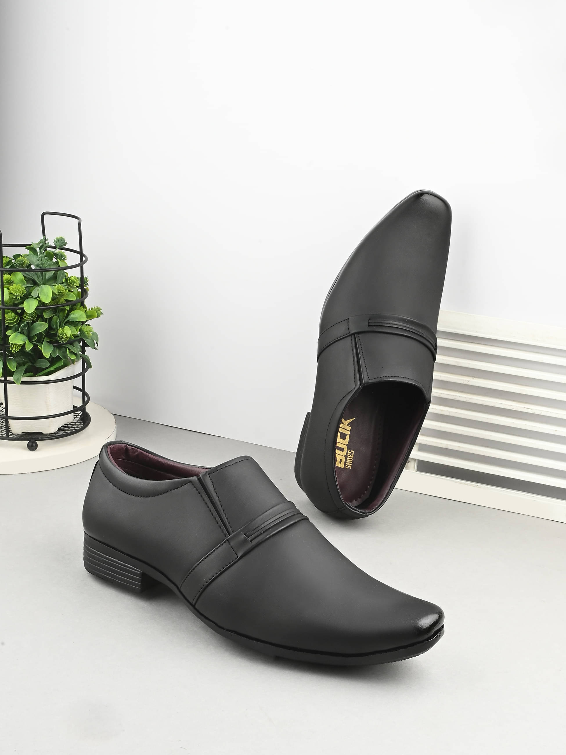 Bucik Black Men's Slip On Formal Shoes     			Bucik Black Men's Slip On Formal Shoes