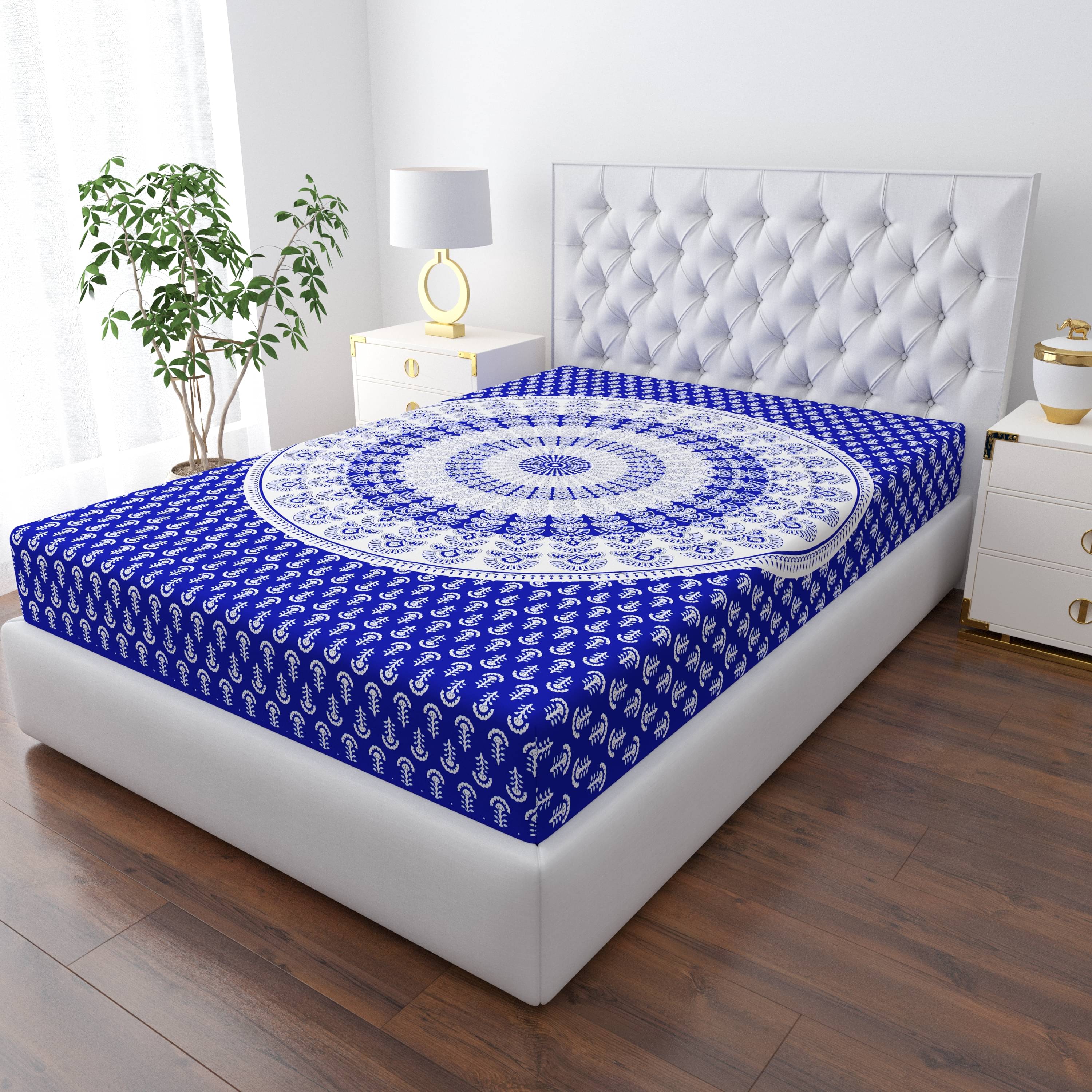     			COZYKO Cotton 1 Single Bedsheet without Pillow cover ( Navy Blue )