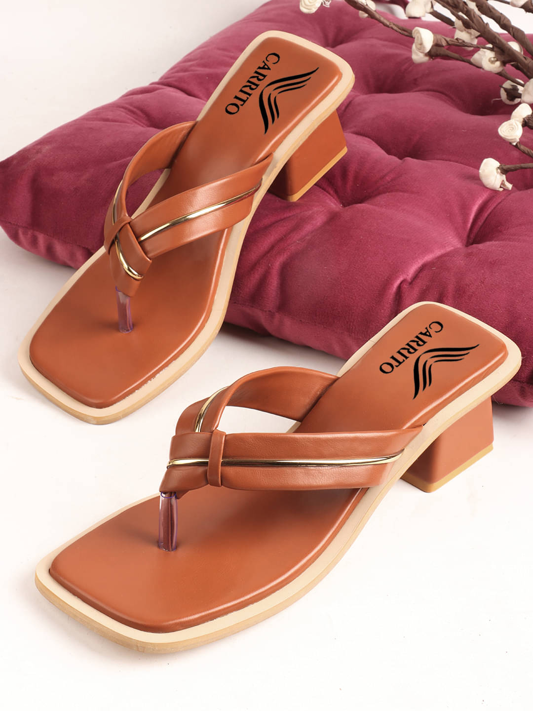     			Carrito Tan Women's Slip On Heels