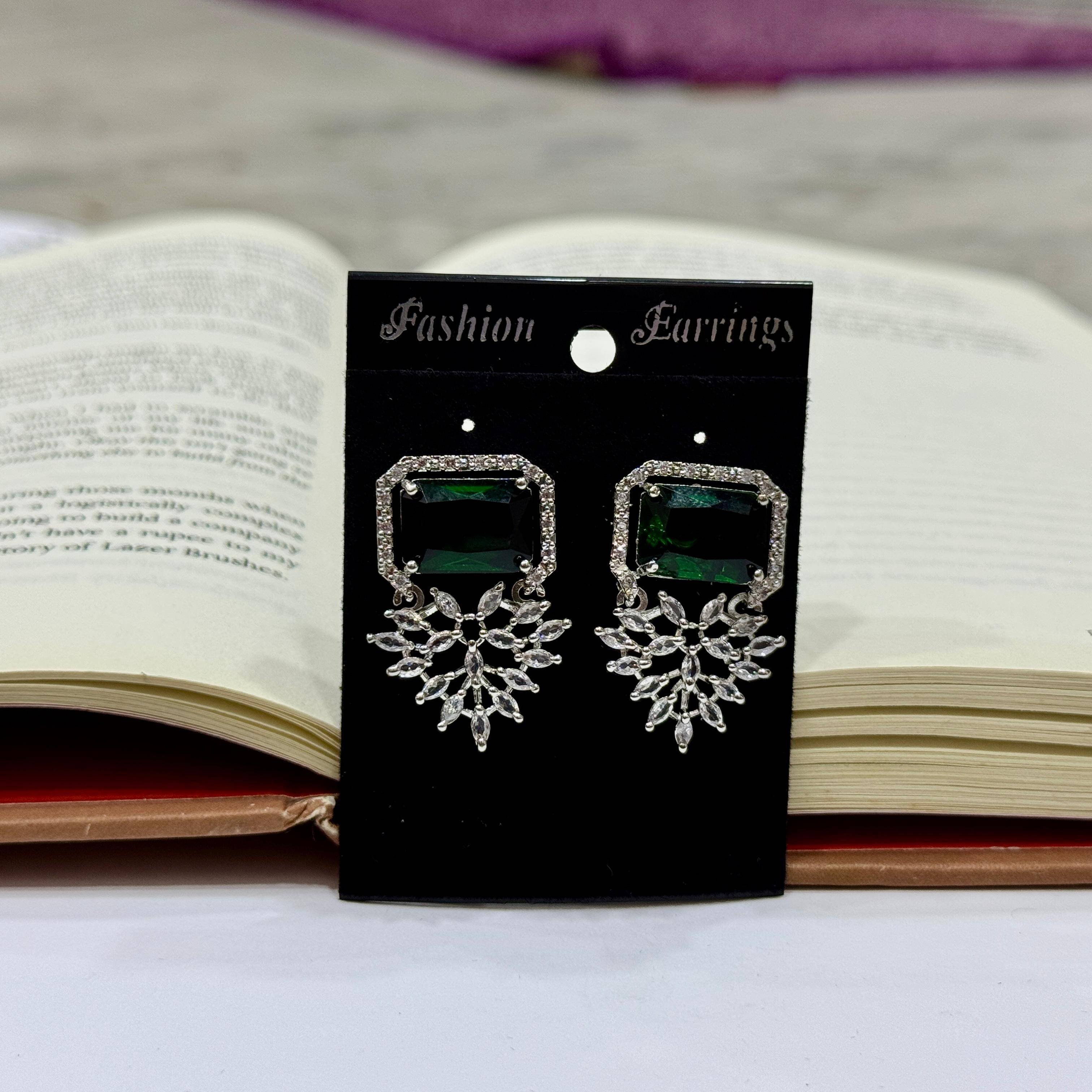     			Charms Green Drop Earrings ( Pack of 1 )