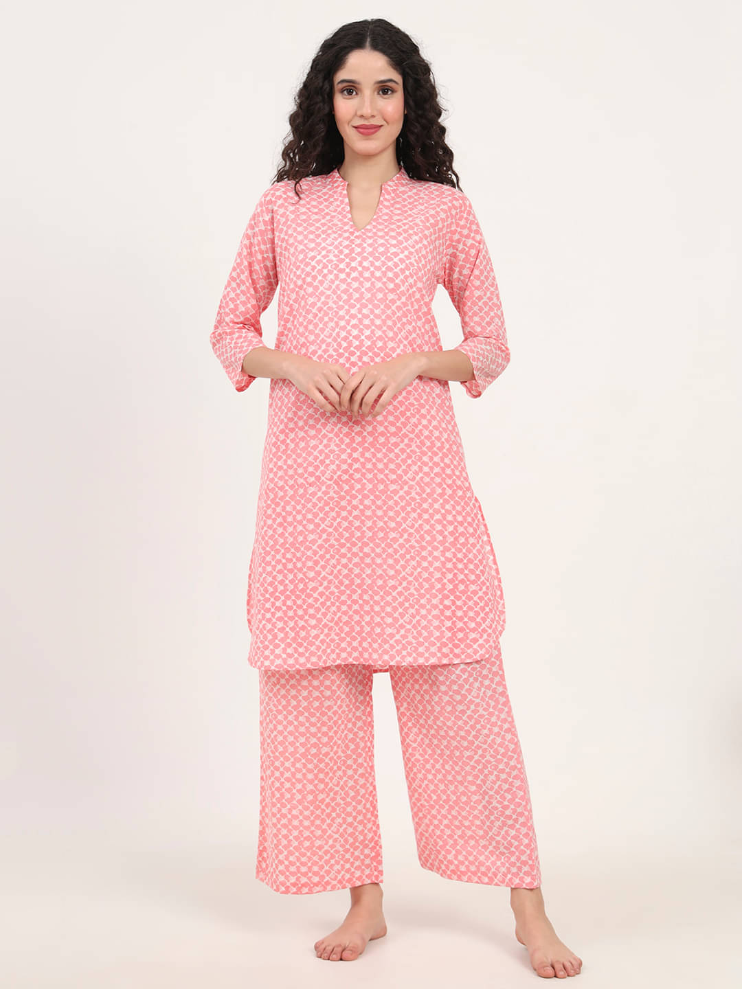     			Divena Peach Cotton Women's Nightwear Nightsuit Sets ( Pack of 1 )