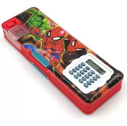     			ECLET 1PC Inbuilt Calculator & Sharpner Spider Man Art Plastic Pencil Box Geometry Box  (multicolour)