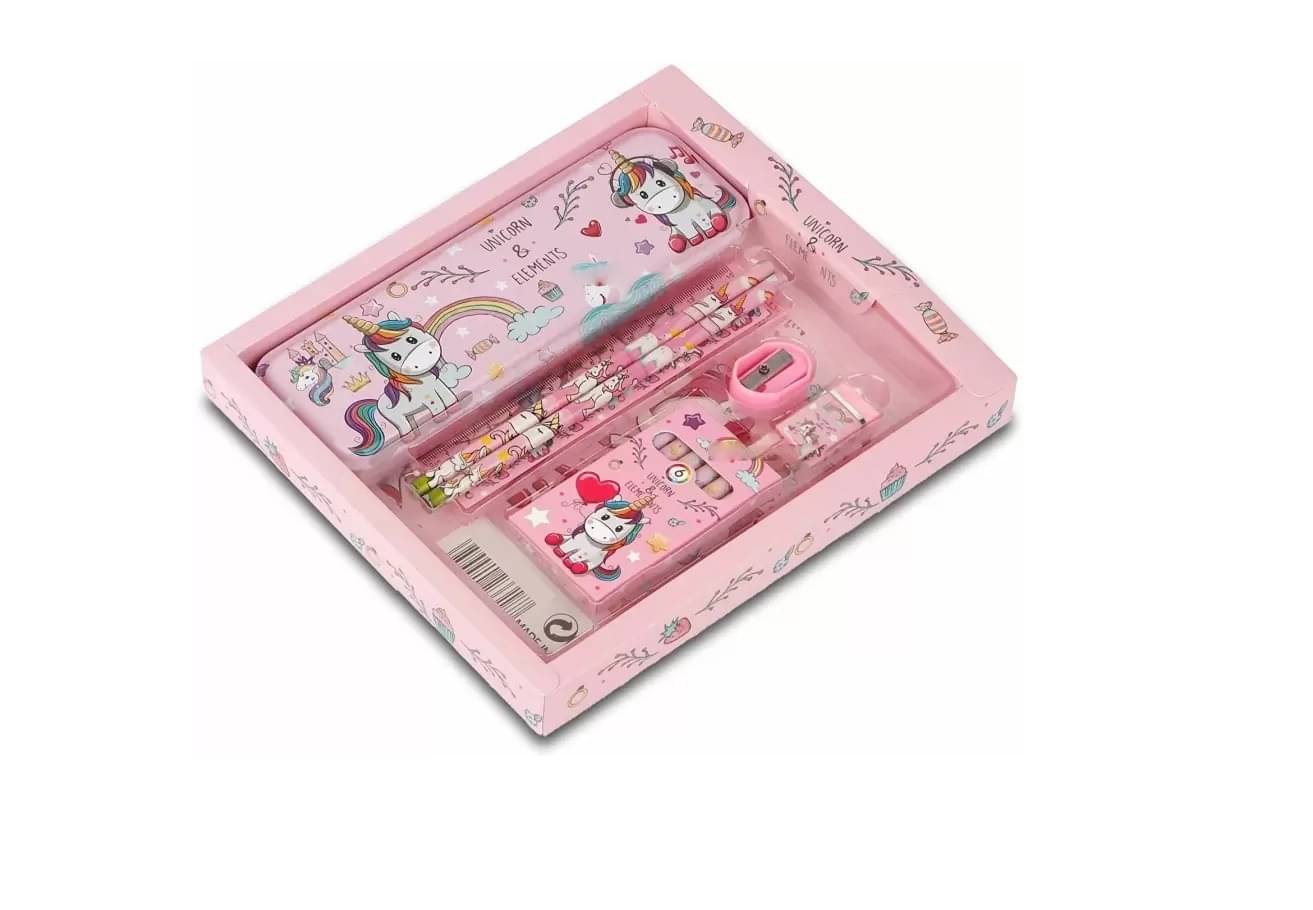     			ECLET Unicorn Gift for Kids (Pack of 7 Items) Cute Stationary Set for Kids Pencil Box Unicorn Gift for Kids (Pack of 7 Items) Cute Stationary Set for Kids Pencil Box Art Polyester Pencil Box  (Set of 1, Multicolor)