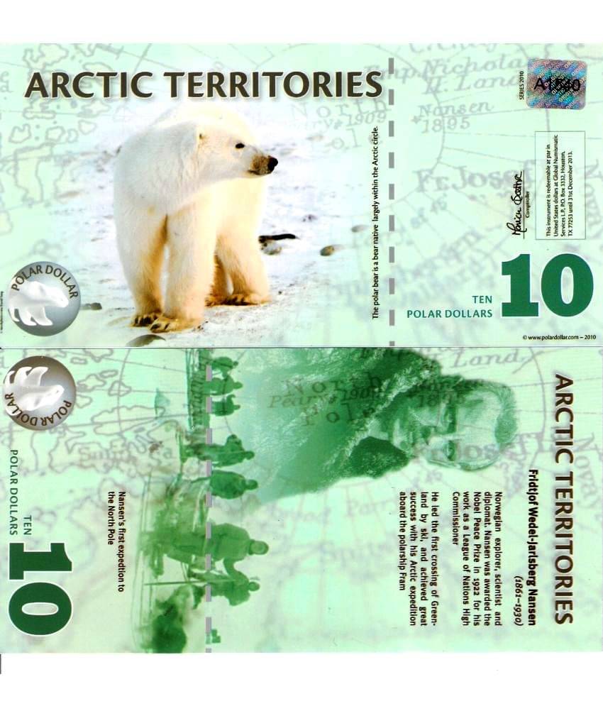 Extremely Rare Arctic Territories 10 Polar Dollars Polymer Fantasy Note Top Grade Gem UNC Extremely Rare Arctic Territories 10 Polar Dollars Polymer Fantasy Note Top Grade Gem UNC