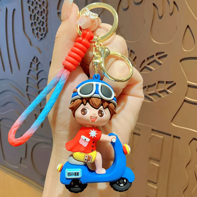 Cute & Stylish 3D Blue Scooter Boy Silicone Keycharm Girls Boys Kids Fans Gifting Adults Bag Car Bike Key Chain Cute & Stylish 3D Blue Scooter Boy Silicone Keycharm Girls Boys Kids Fans Gifting Adults Bag Car Bike Key Chain