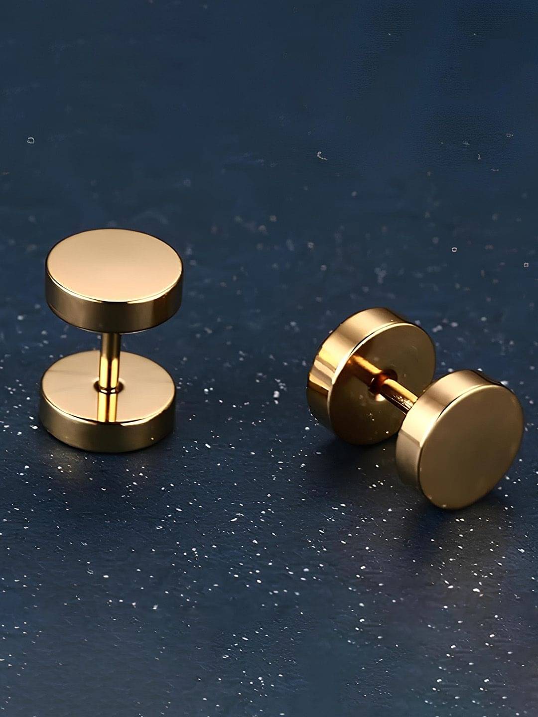     			Gold Stainless Steel Circular Stud Earrings