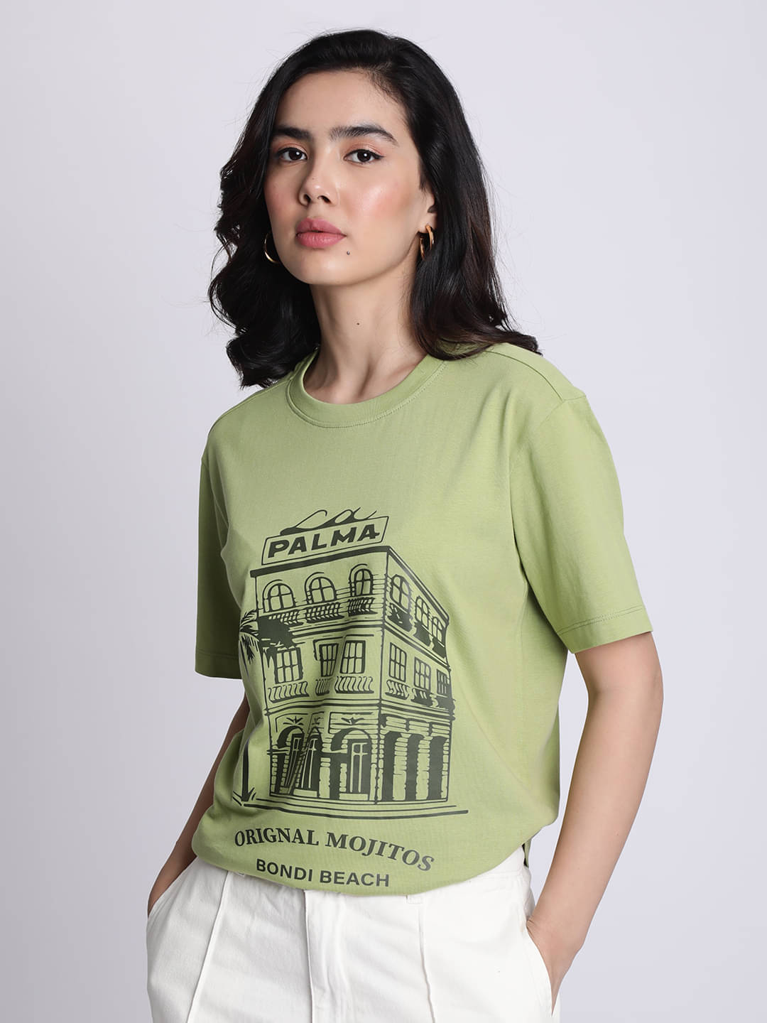 IVOC Women Cotton Self Design Regular Fit Round Neck T-Shirt ( Green ) IVOC Women Cotton Self Design Regular Fit Round Neck T-Shirt ( Green )