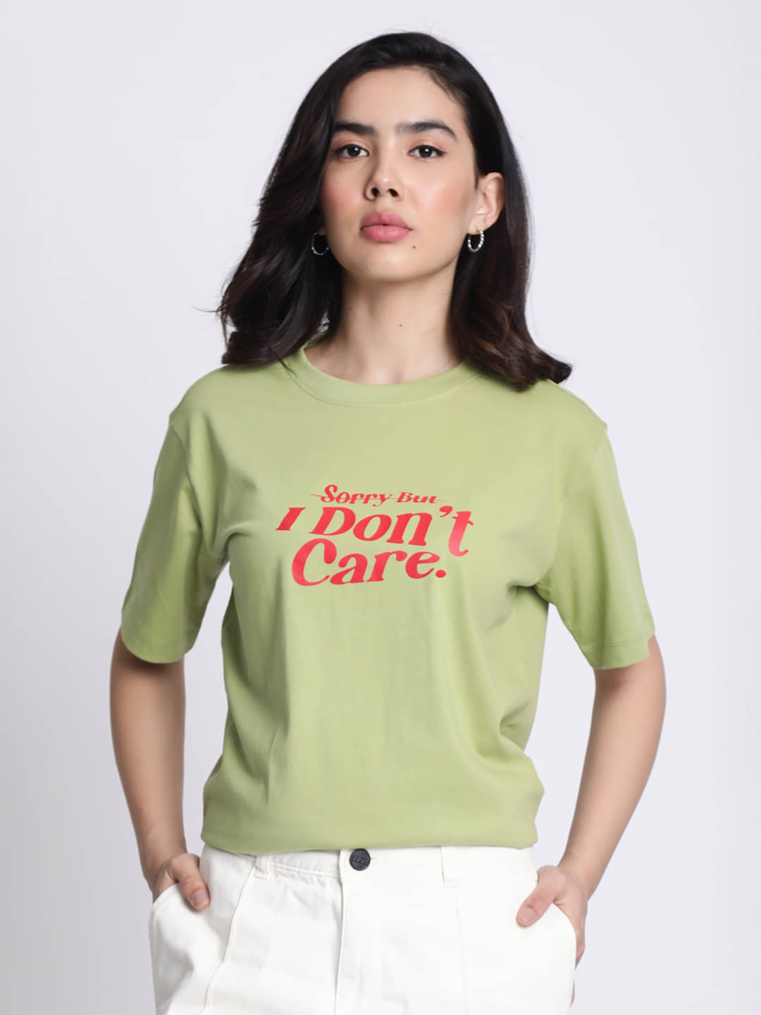     			IVOC Women Cotton Printed Regular Fit Round Neck T-Shirt ( Green )