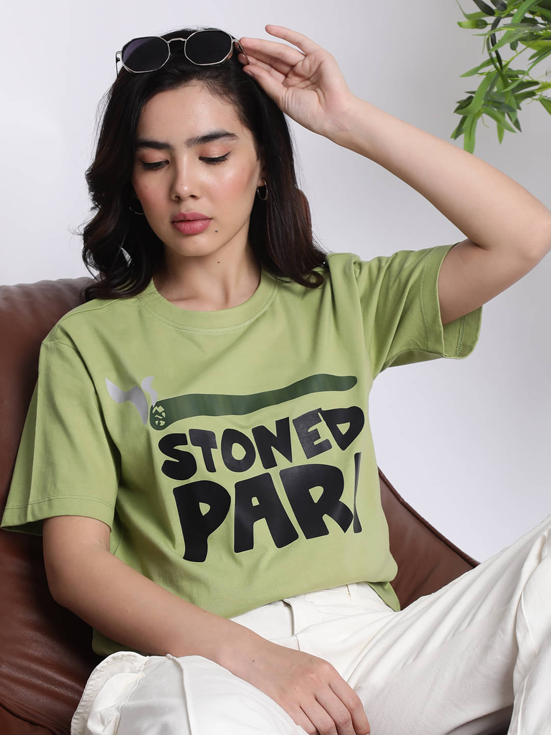     			IVOC Women Cotton Self Design Regular Fit Round Neck T-Shirt ( Green )
