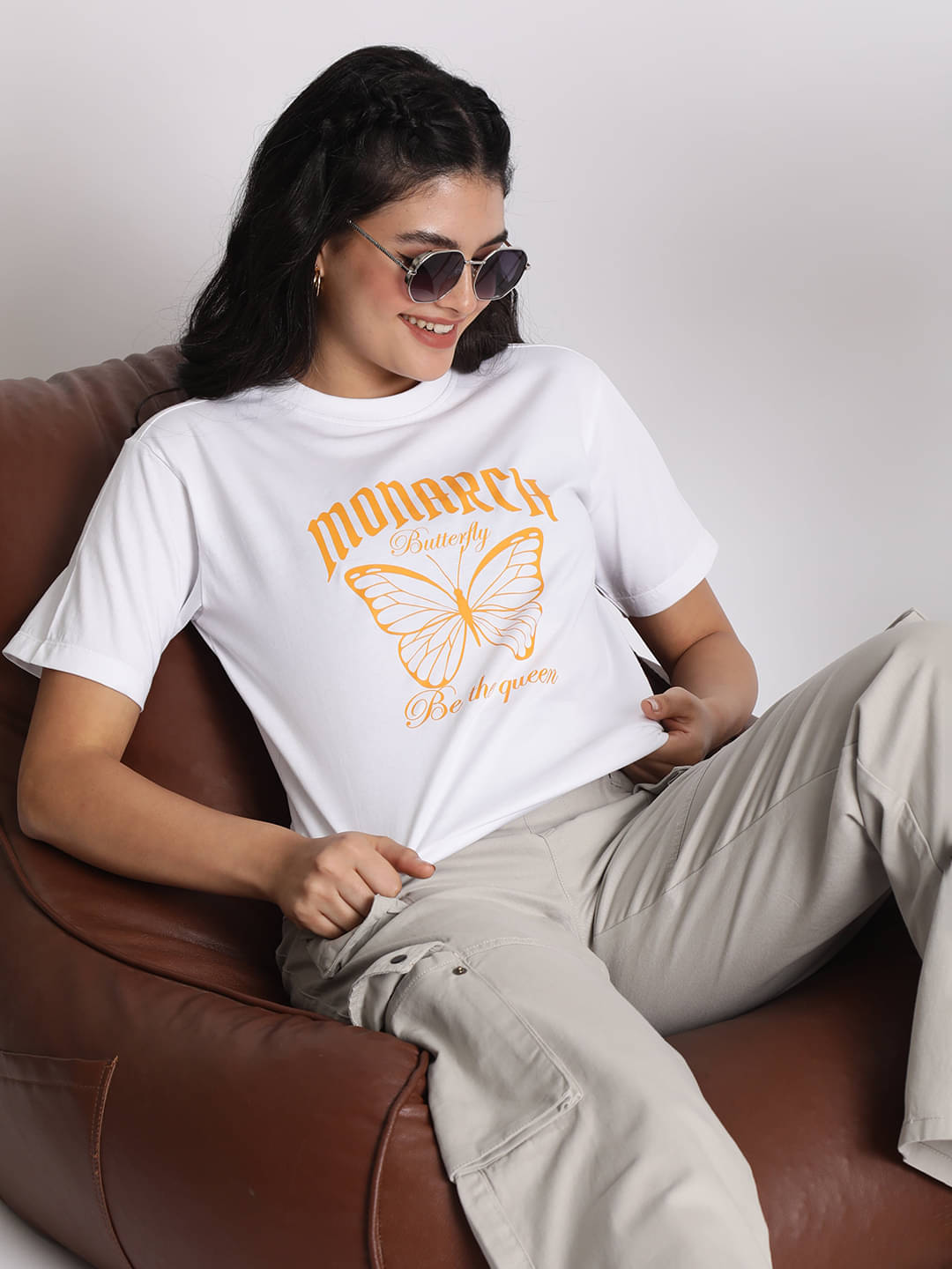     			IVOC Women Cotton Self Design Regular Fit Round Neck T-Shirt ( White )
