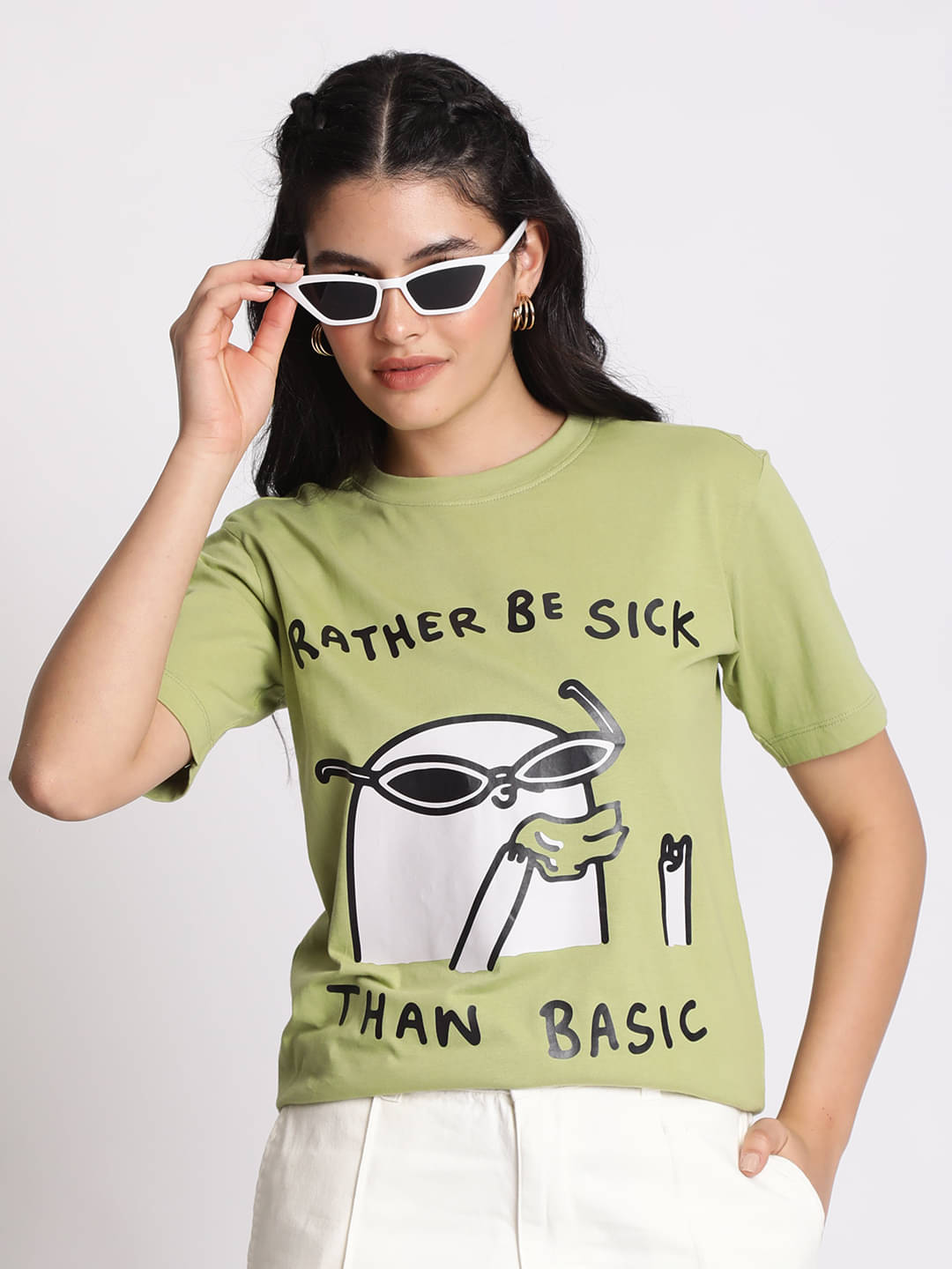     			IVOC Women Cotton Self Design Regular Fit Round Neck T-Shirt ( Green )