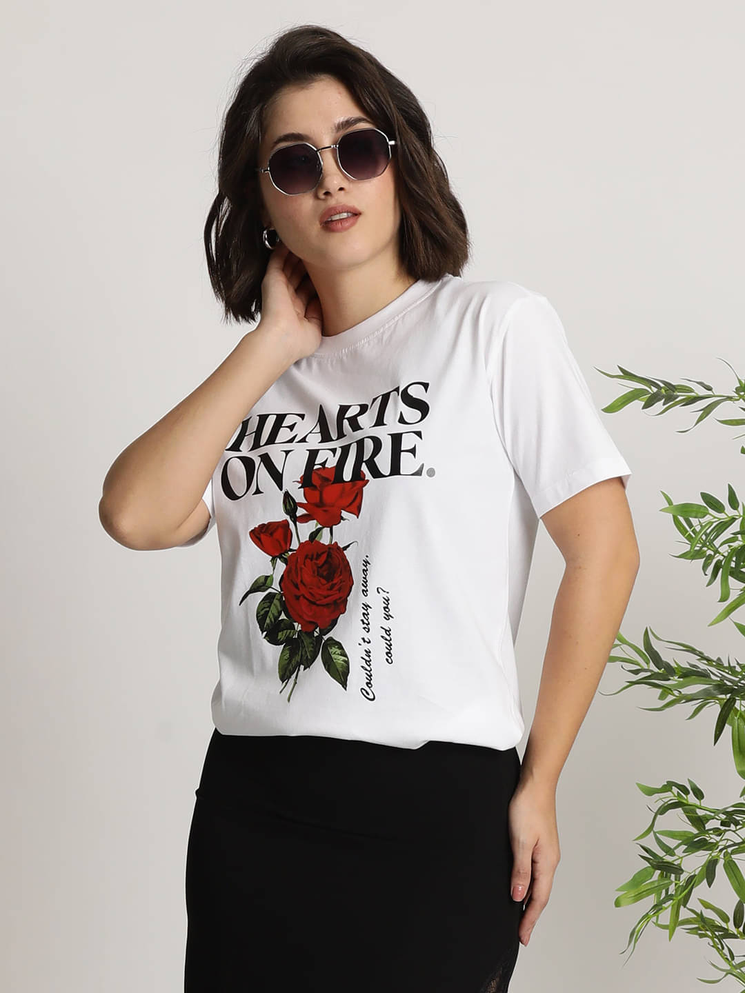     			IVOC Women Cotton Self Design Regular Fit Round Neck T-Shirt ( White )