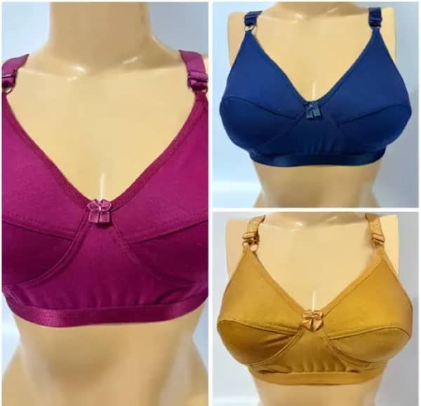 Ishant Pack of 3 Cotton Non Padded Everyday Bra For Women ( Multicolor )