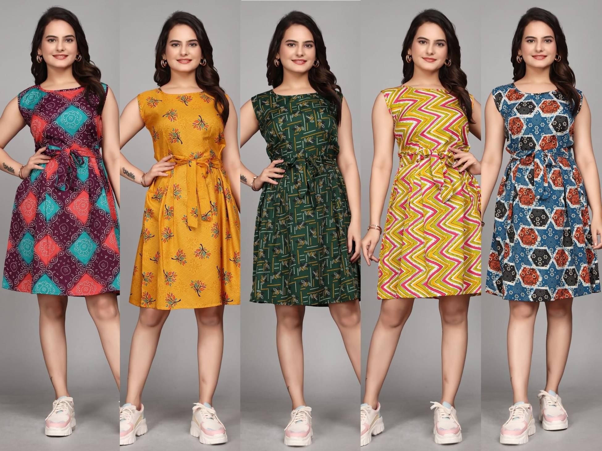 KALAVRITTA Women Crepe Printed Fit & Flare Dress ( Multicolor )     			KALAVRITTA Women Crepe Printed Fit & Flare Dress ( Multicolor )
