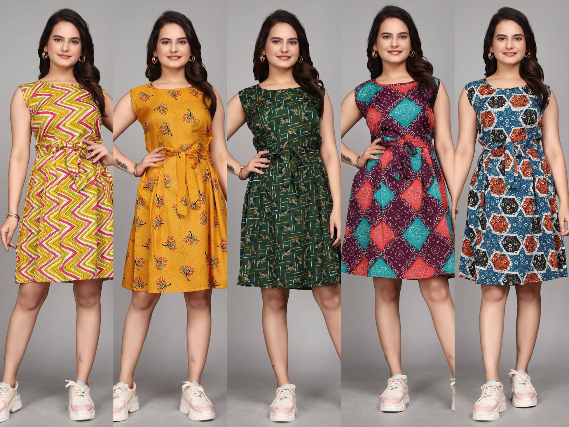     			KALAVRITTA Women Crepe Printed Fit & Flare Dress ( Multicolor )