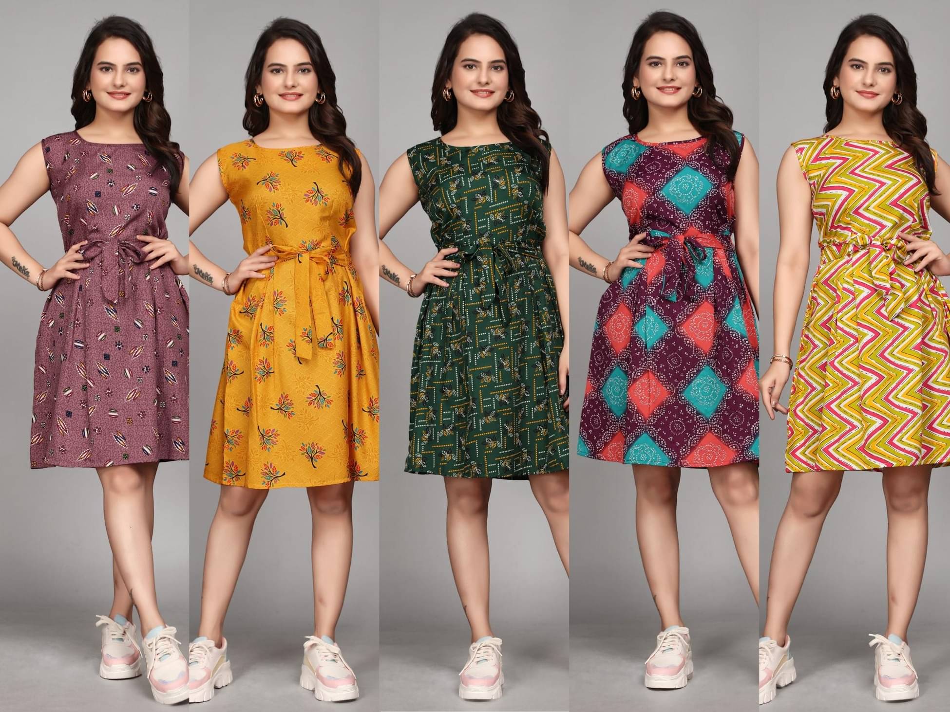 KALAVRITTA Women Crepe Printed Fit & Flare Dress ( Multicolor )     			KALAVRITTA Women Crepe Printed Fit & Flare Dress ( Multicolor )