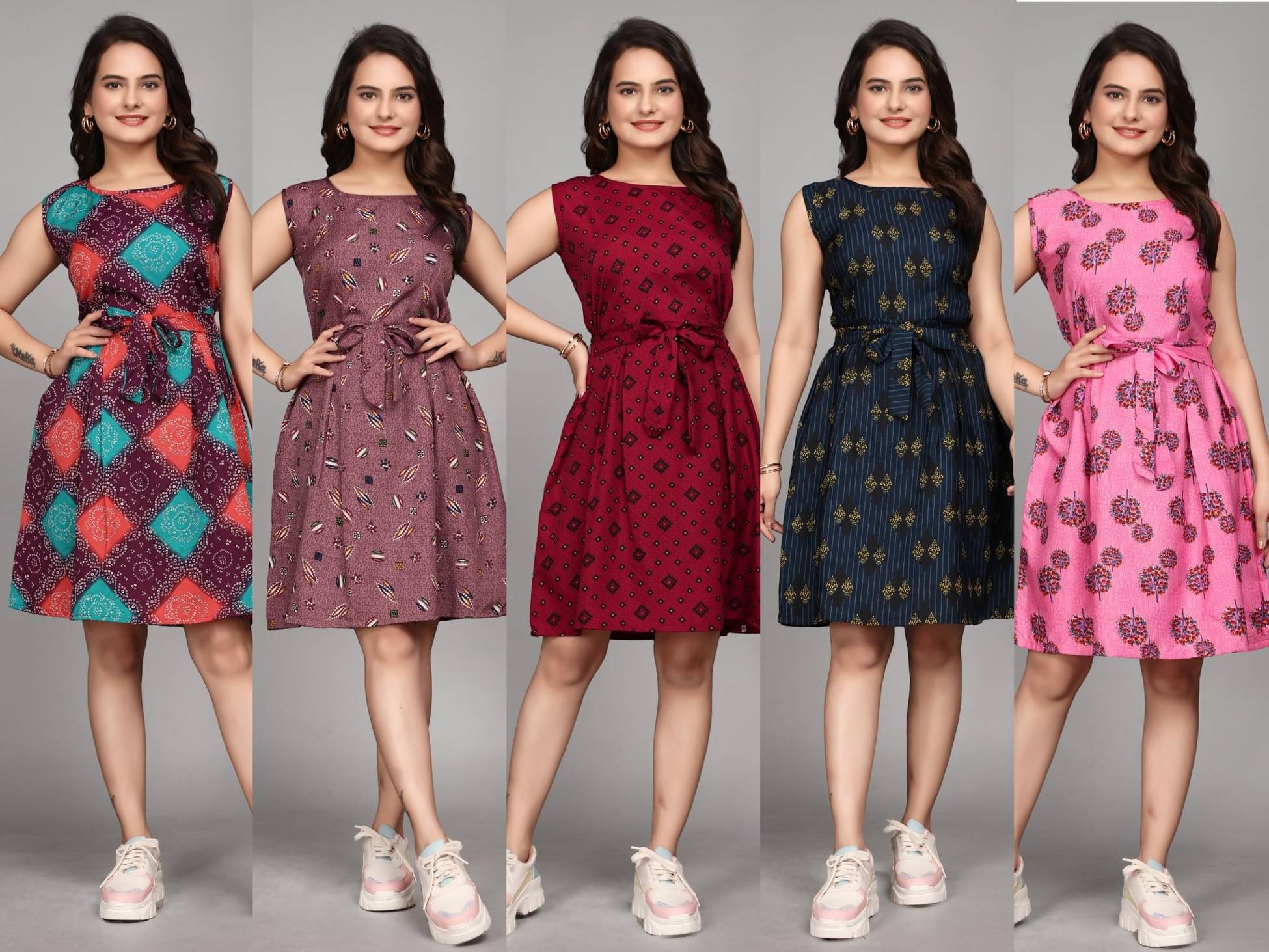 KALAVRITTA Women Crepe Printed Fit & Flare Dress ( Multicolor )     			KALAVRITTA Women Crepe Printed Fit & Flare Dress ( Multicolor )