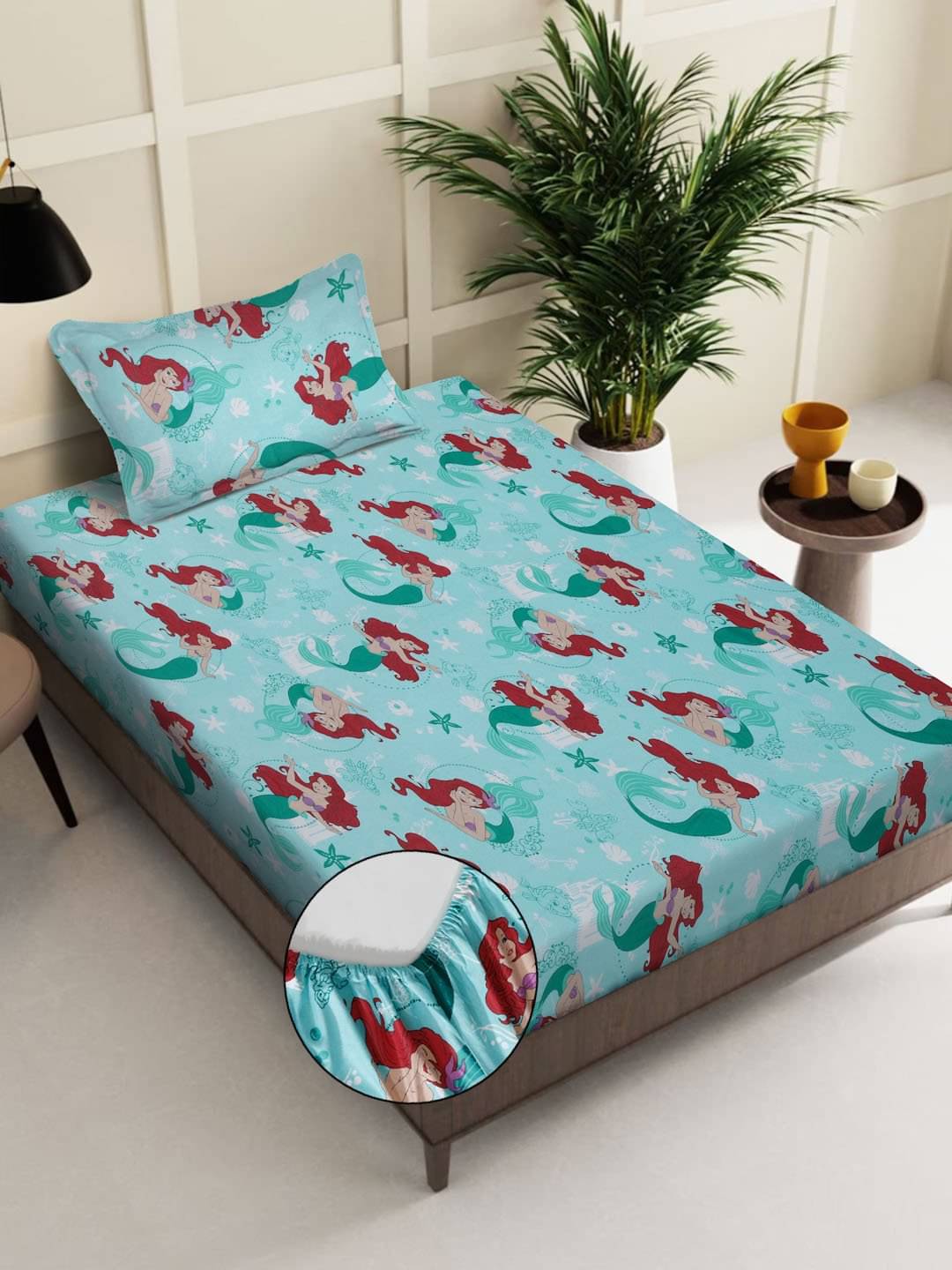     			Klotthe Cotton Humor & Comic Fitted 1 Bedsheet with 1 Pillow Cover ( Single Bed ) - Turquoise