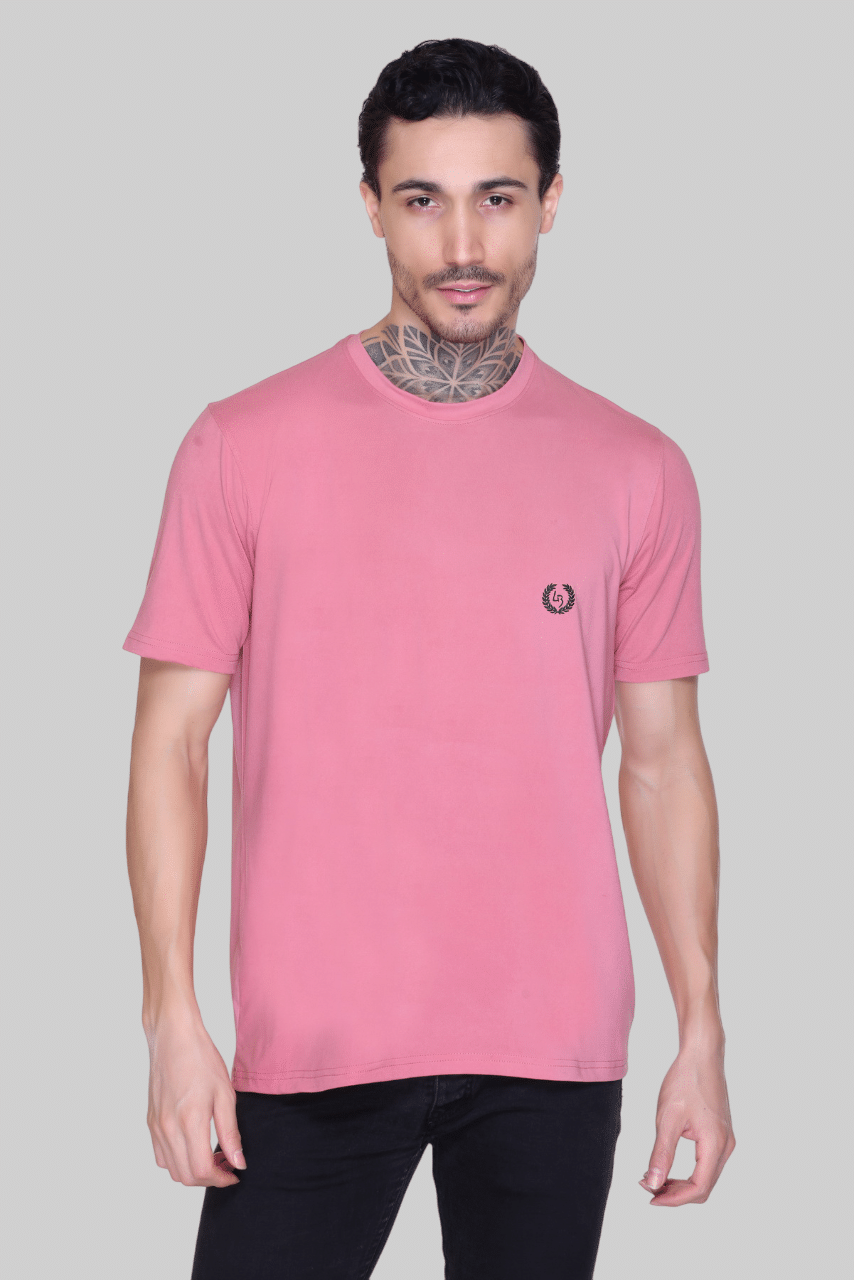 LEEBONEE Polyester Regular Fit Solid Half Sleeves Men's Round T-Shirt - Pink ( Pack of 1 ) LEEBONEE Polyester Regular Fit Solid Half Sleeves Men's Round T-Shirt - Pink ( Pack of 1 )