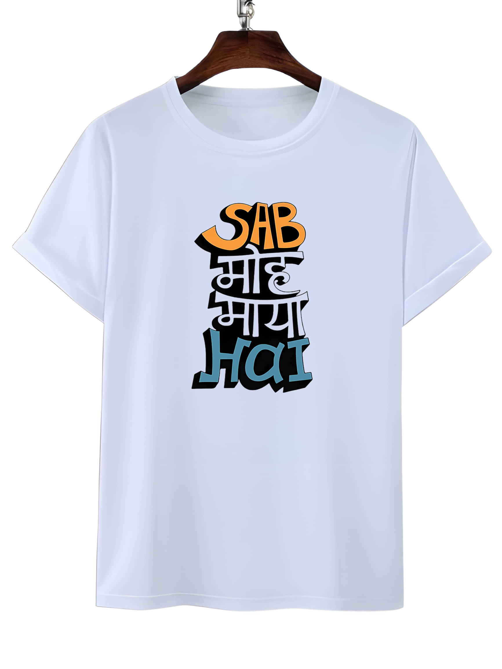     			LUXELOOT Polyester Regular Fit Printed Half Sleeves Men's Round T-Shirt - White ( Pack of 1 )