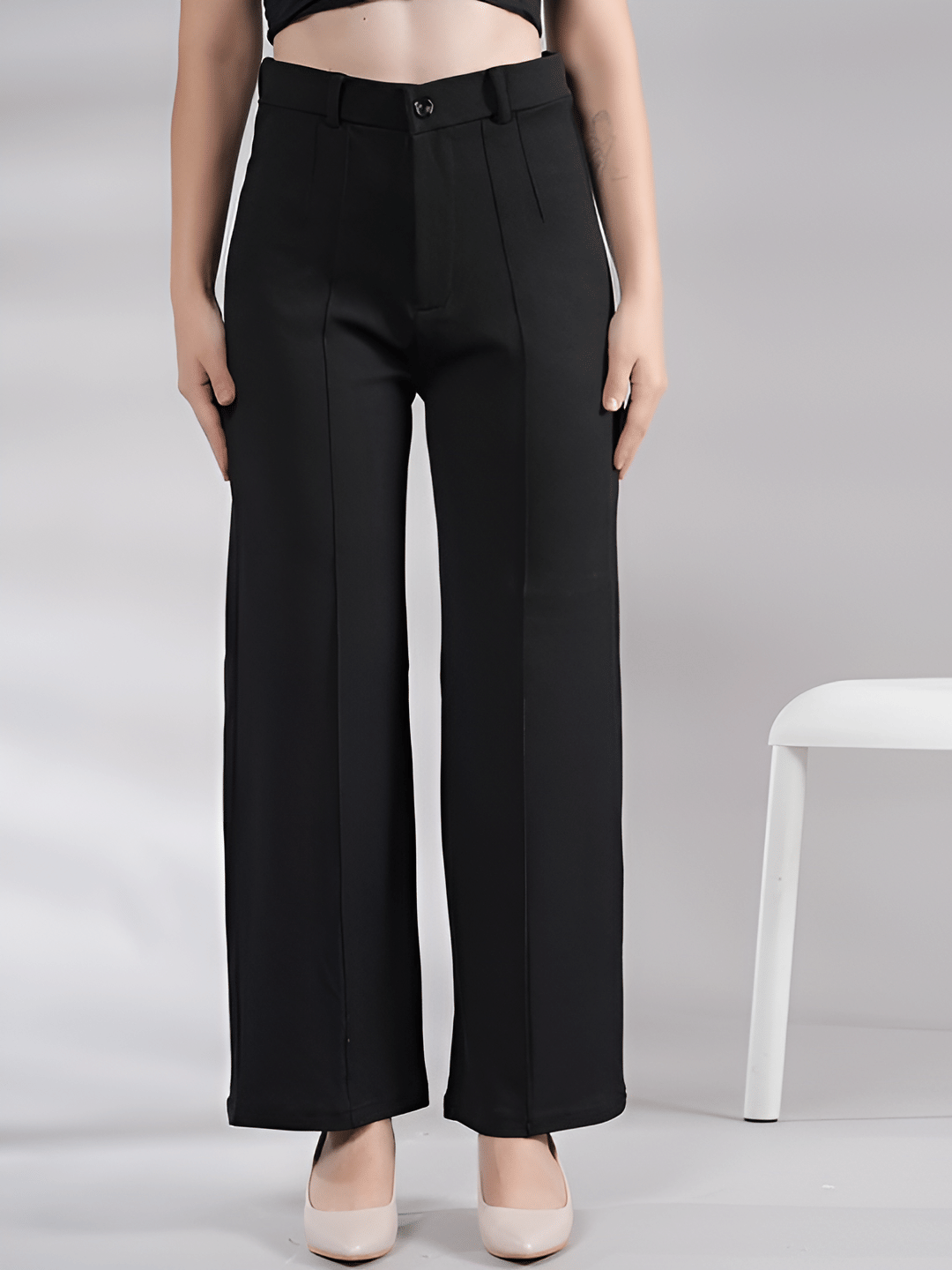     			MAYKR Pack of 1 Lycra Straight Women's Casual Pants ( Black )