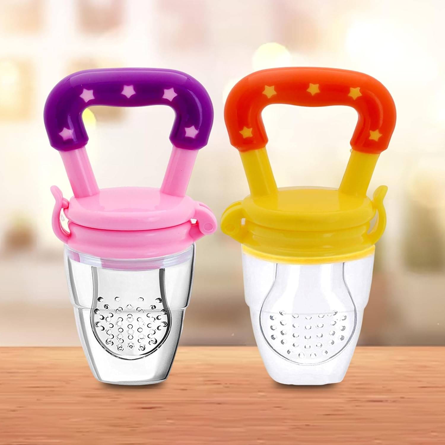     			Magnique 2 Pcs Silicone Food/Fruit Nibbler with Extra Mesh, Soft Pacifier/Feeder, Teether for Baby, Infant