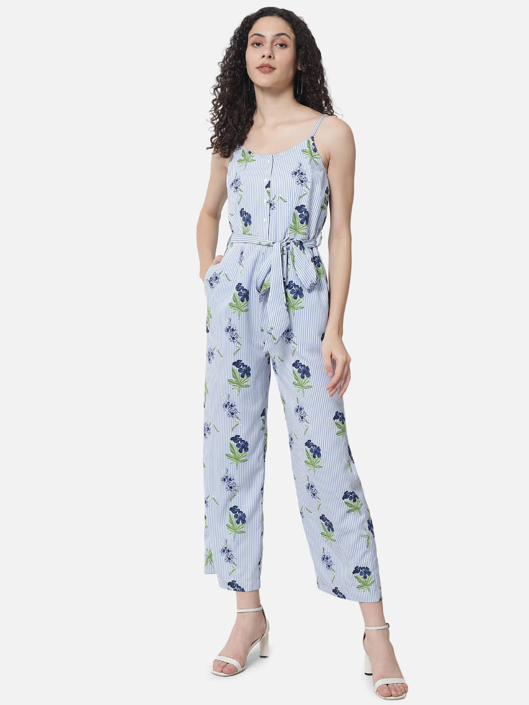     			OTIRA Light Blue Crepe Regular Fit Women's Jumpsuit ( Pack of 1 )