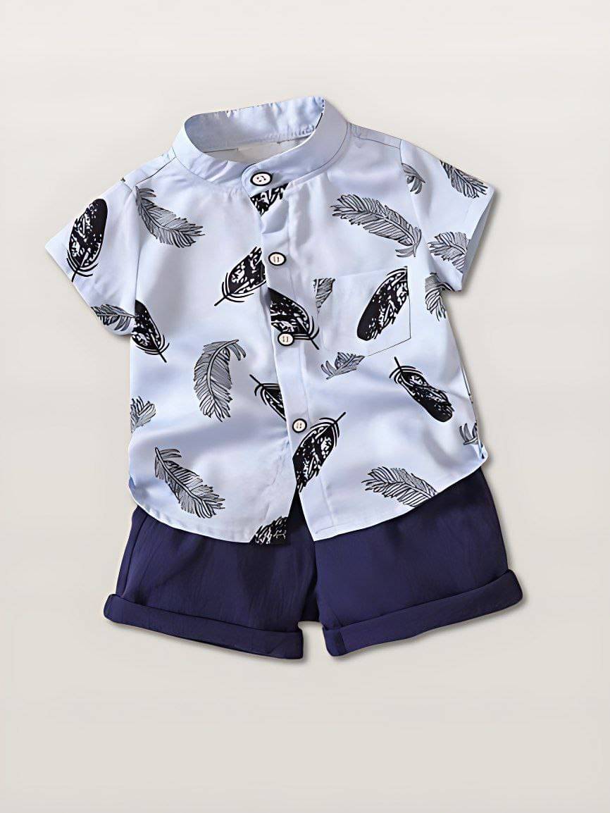     			Ocvito Pack of 1 Boys Cotton Shirt & Shorts Set ( Blue )