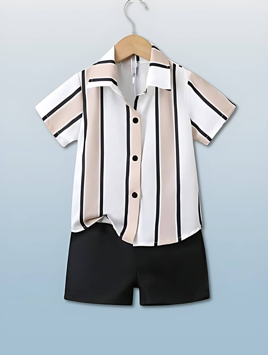     			Ocvito Pack of 1 Boys Cotton Shirts & Shorts Set ( cream )