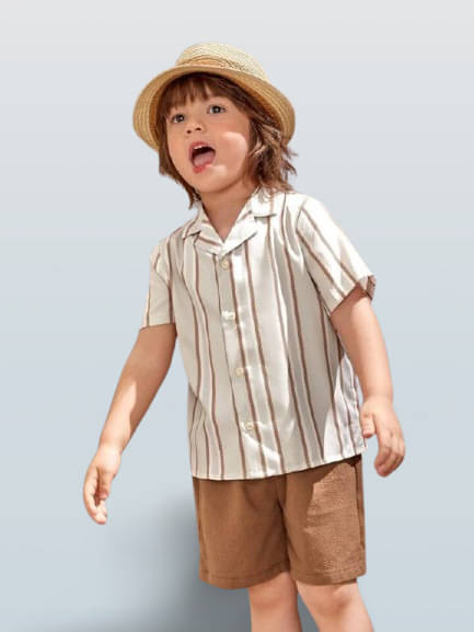     			Ocvito Pack of 1 Boys Cotton Shirts & Shorts Set ( Brown )