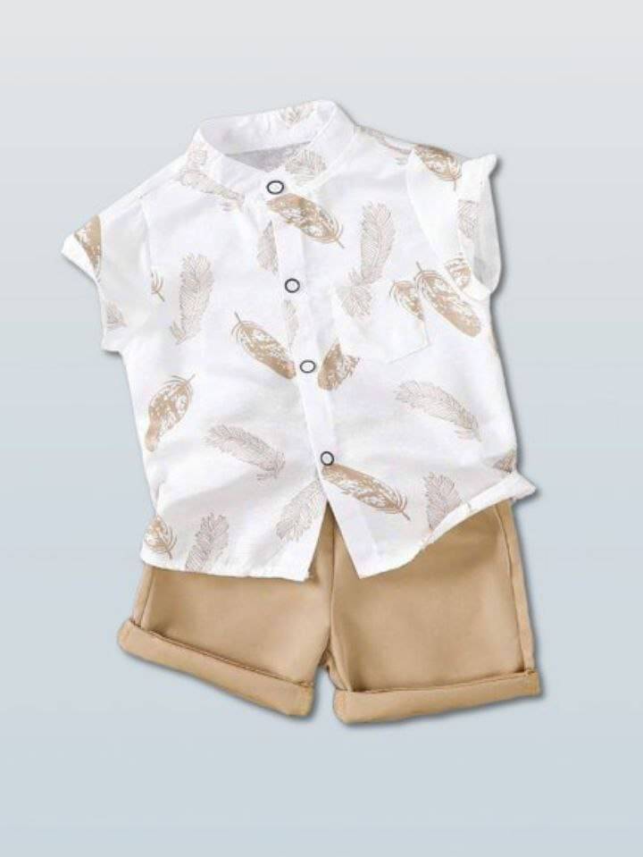     			Ocvito Pack of 1 Boys Cotton Shirt & Shorts Set ( Cream )