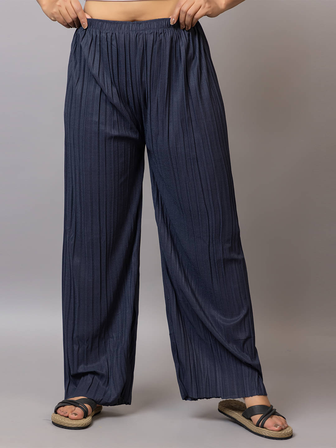     			PROBASIC Pack of 1 Cotton Blend Flared Women's Palazzos ( Navy Blue )
