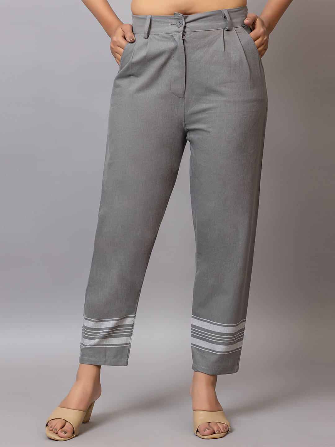     			PROBASIC Pack of 1 Cotton Blend Regular Women's Casual Pants ( Grey )