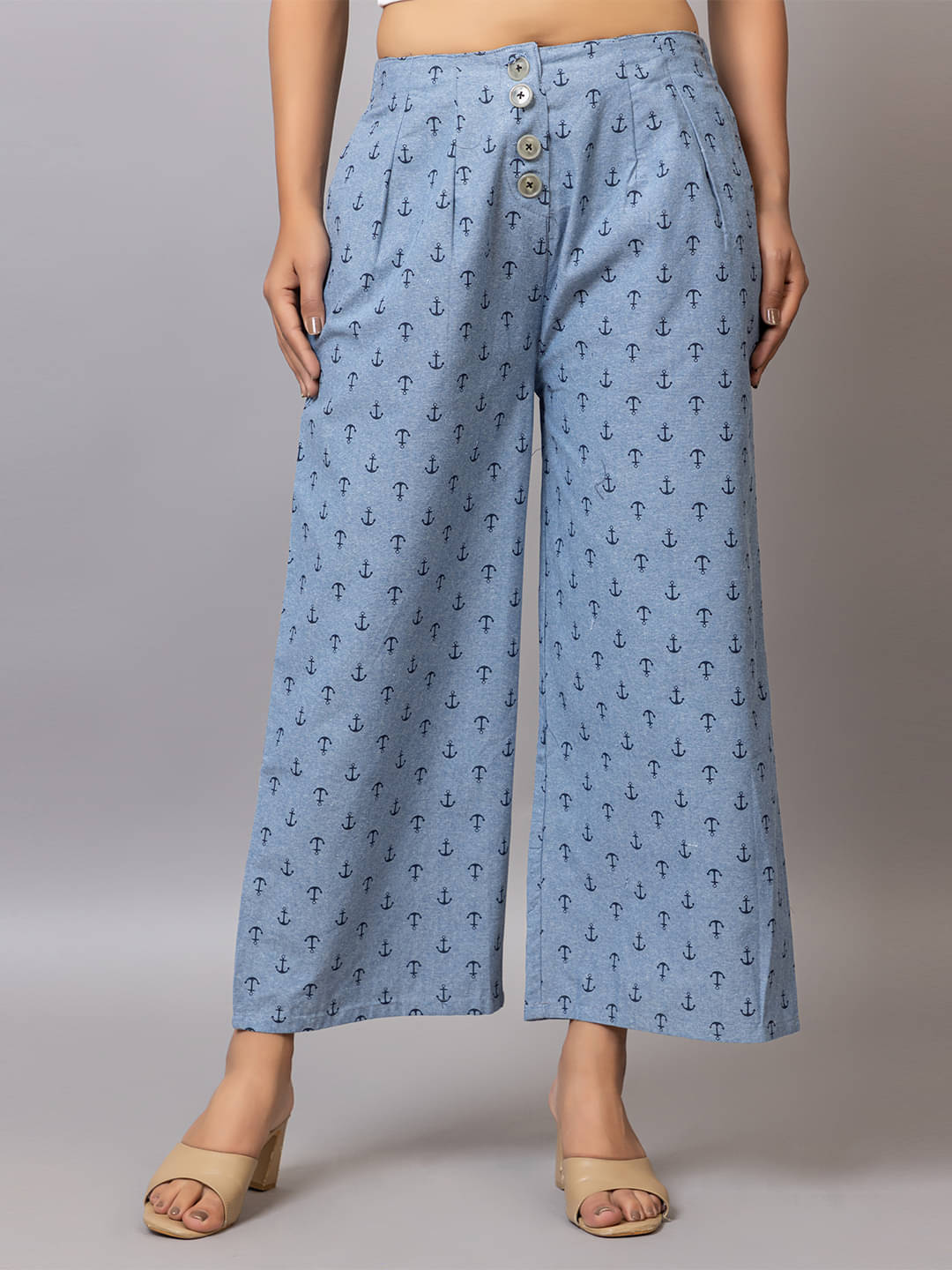     			PROBASIC Pack of 1 Cotton Blend Regular Women's Casual Pants ( Blue )