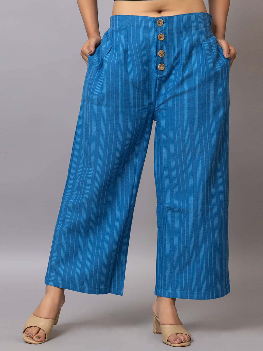     			PROBASIC Pack of 1 Cotton Blend Regular Women's Casual Pants ( Blue )