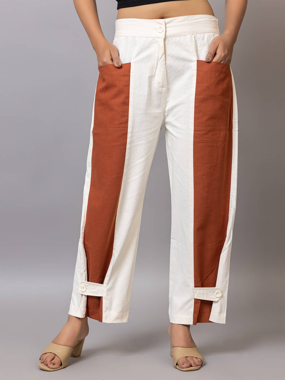     			PROBASIC Pack of 1 Cotton Blend Regular Women's Casual Pants ( White )