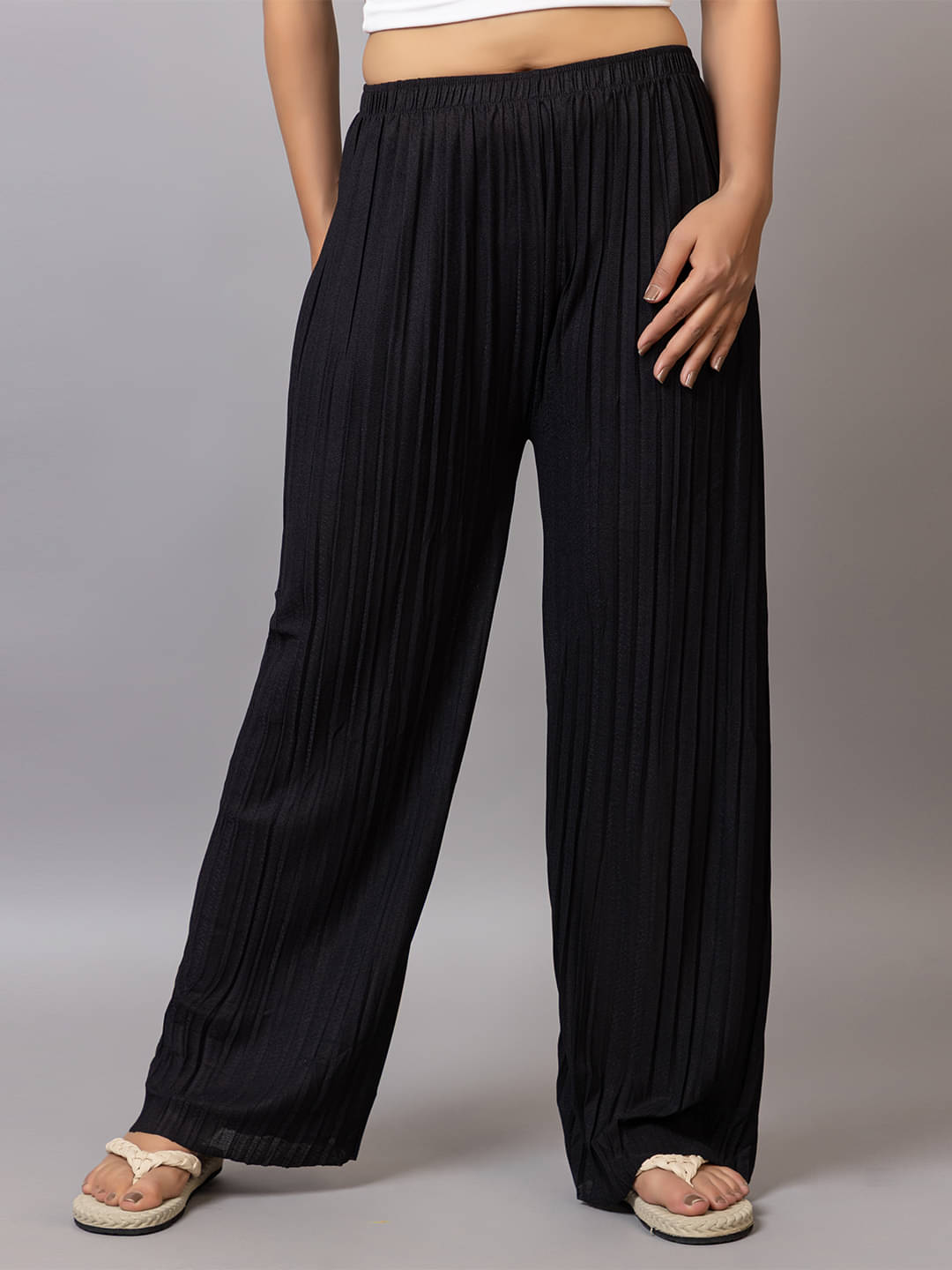     			PROBASIC Pack of 1 Cotton Blend Flared Women's Palazzos ( Black )