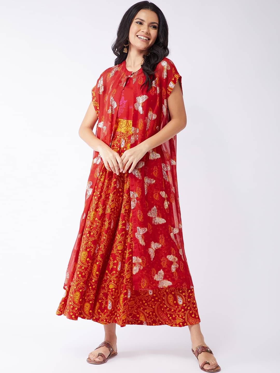 Pannkh Red Georgette Regular Fit Women's Jumpsuit ( Pack of 1 ) Pannkh Red Georgette Regular Fit Women's Jumpsuit ( Pack of 1 )