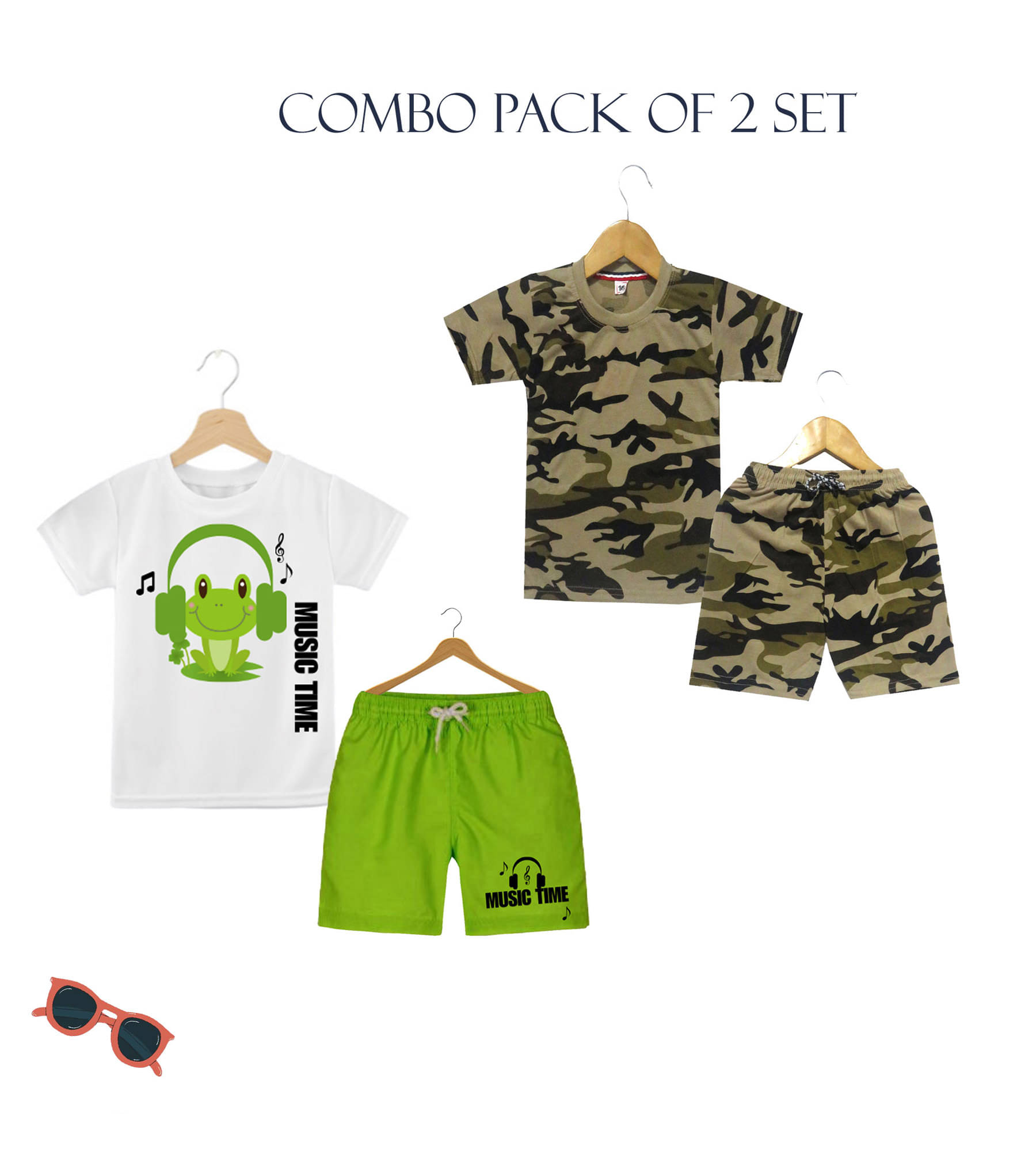     			RBF84 Pack of 2 Baby Boys Cotton T-Shirt & Shorts Set ( Multicolor 2 )