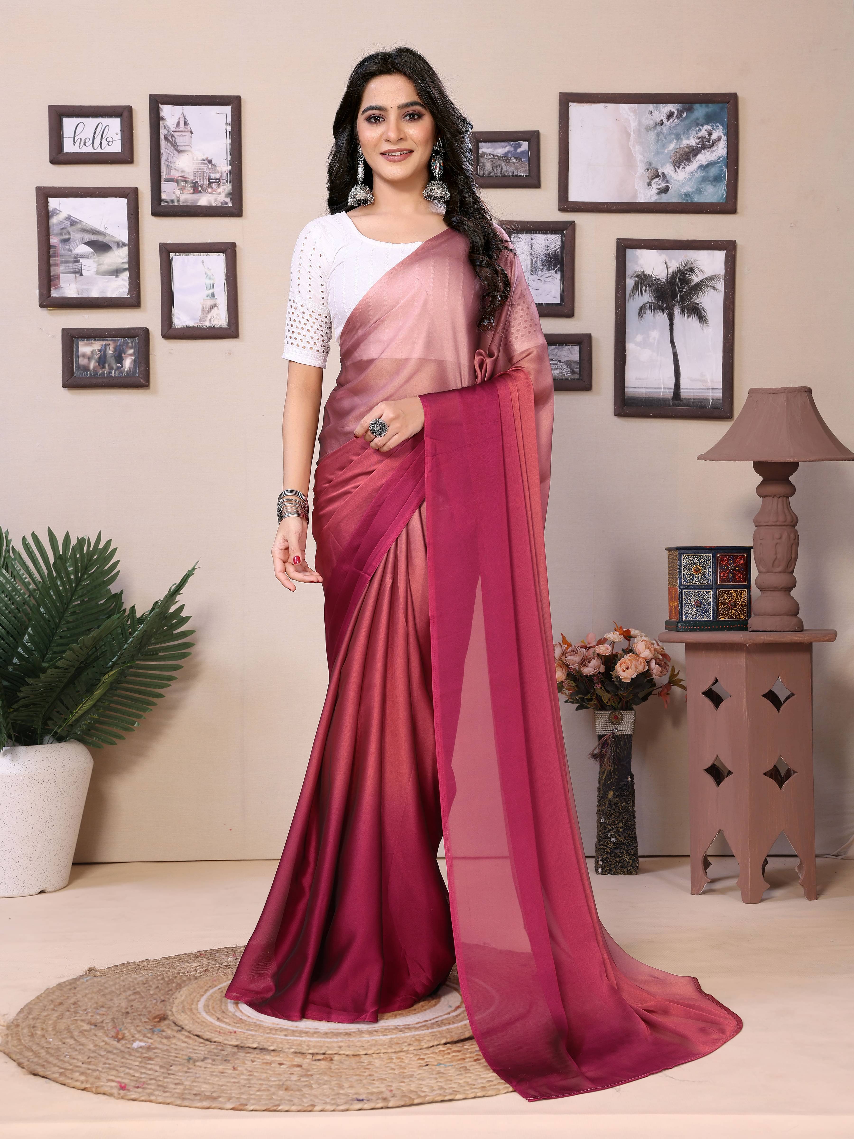 Rangtulika Ethnics Georgette Dyed Saree With Unstitched Blouse Piece ( Peach ) Rangtulika Ethnics Georgette Dyed Saree With Unstitched Blouse Piece ( Peach )