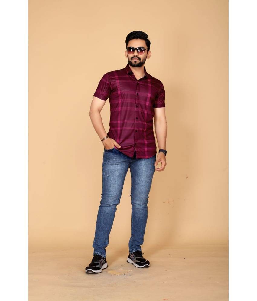 STI Cotton Blend Regular Fit Checks Half Sleeves Men's Casual Shirt - Wine ( Pack of 1 ) STI Cotton Blend Regular Fit Checks Half Sleeves Men's Casual Shirt - Wine ( Pack of 1 )