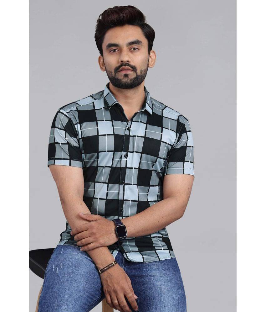 STI Cotton Blend Regular Fit Checks Half Sleeves Men's Casual Shirt - Black ( Pack of 1 ) STI Cotton Blend Regular Fit Checks Half Sleeves Men's Casual Shirt - Black ( Pack of 1 )