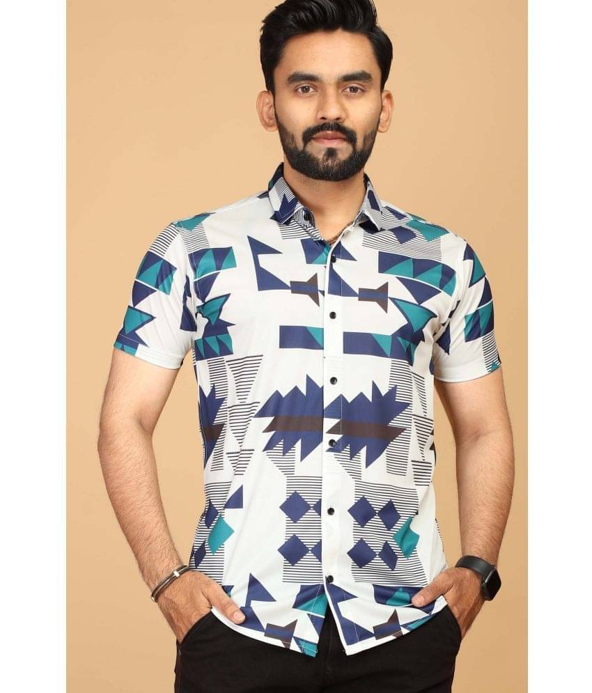    			STI Cotton Blend Regular Fit Printed Half Sleeves Men's Casual Shirt - White ( Pack of 1 )