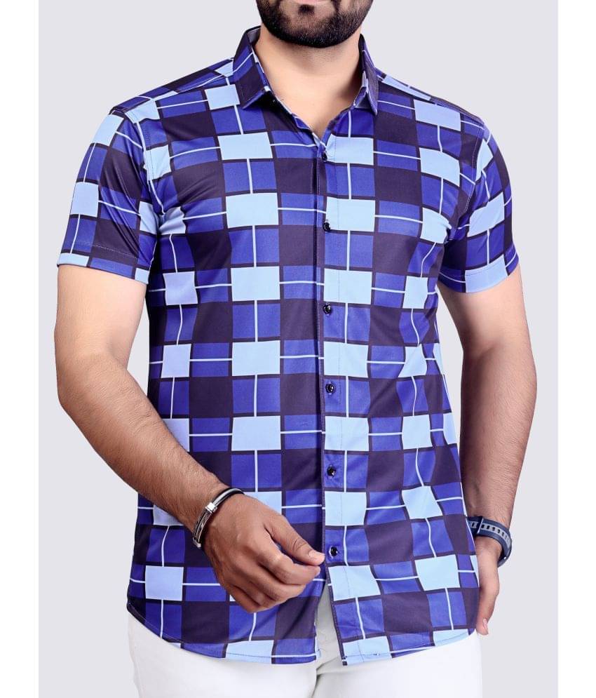     			STI Cotton Blend Regular Fit Checks Half Sleeves Men's Casual Shirt - Blue ( Pack of 1 )