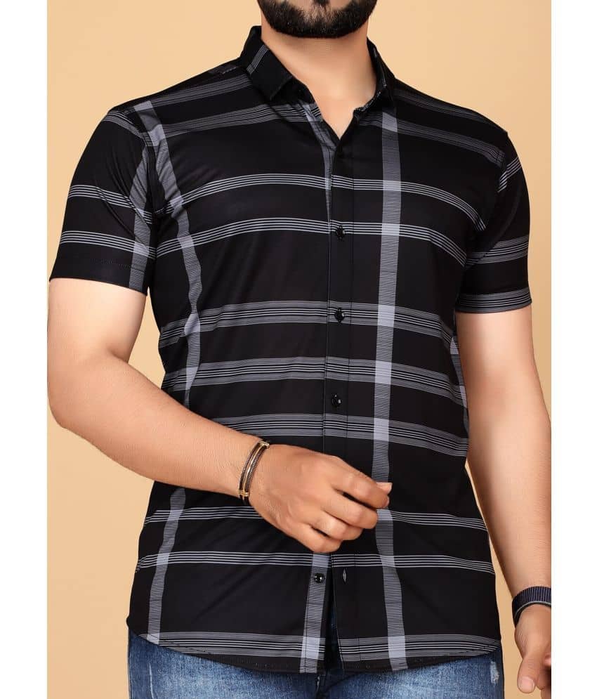 STI Cotton Blend Regular Fit Checks Half Sleeves Men's Casual Shirt - Black ( Pack of 1 )