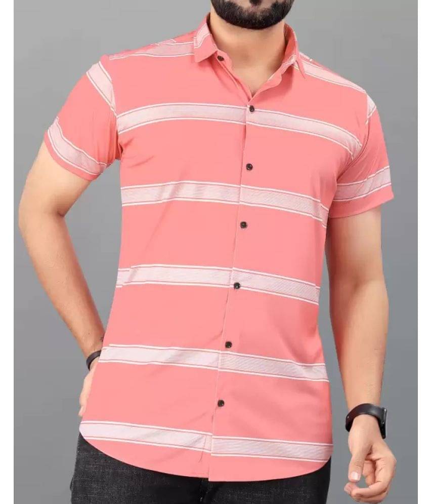 STI Cotton Blend Regular Fit Striped Half Sleeves Men's Casual Shirt - Coral ( Pack of 1 ) STI Cotton Blend Regular Fit Striped Half Sleeves Men's Casual Shirt - Coral ( Pack of 1 )