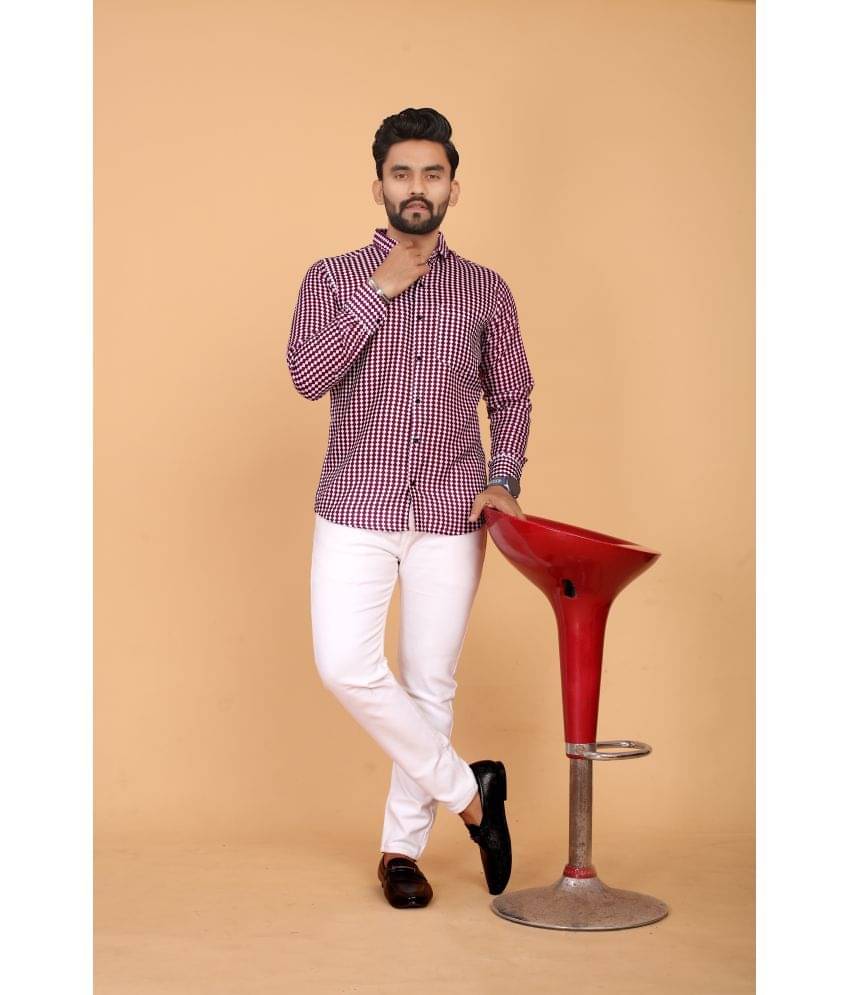     			STI Poly Cotton Regular Fit Checks Full Sleeves Men's Casual Shirt - Wine ( Pack of 1 )