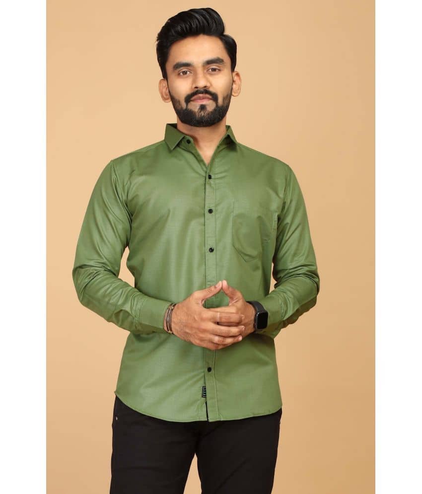 STI Viscose Regular Fit Solids Full Sleeves Men's Casual Shirt - Green ( Pack of 1 )